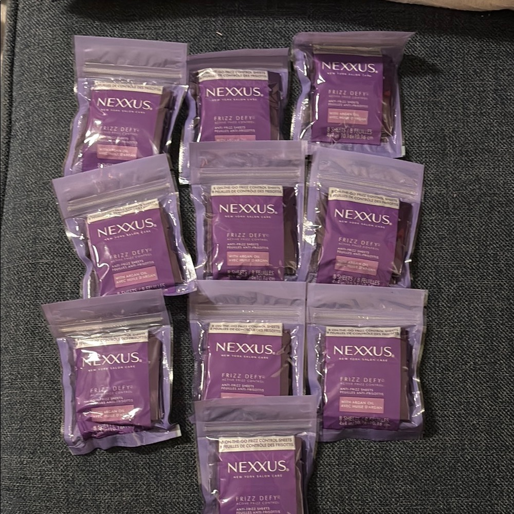 BUNDLE OF TEN PACKS NEXXUS Frizz Defy Anti-Frizz Hair Sheets 8 Sheets/Pack BNIB